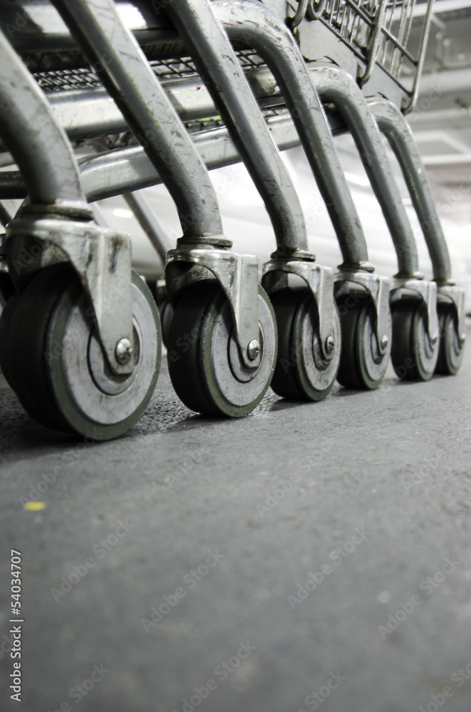 Wheeled cart in the mall.
