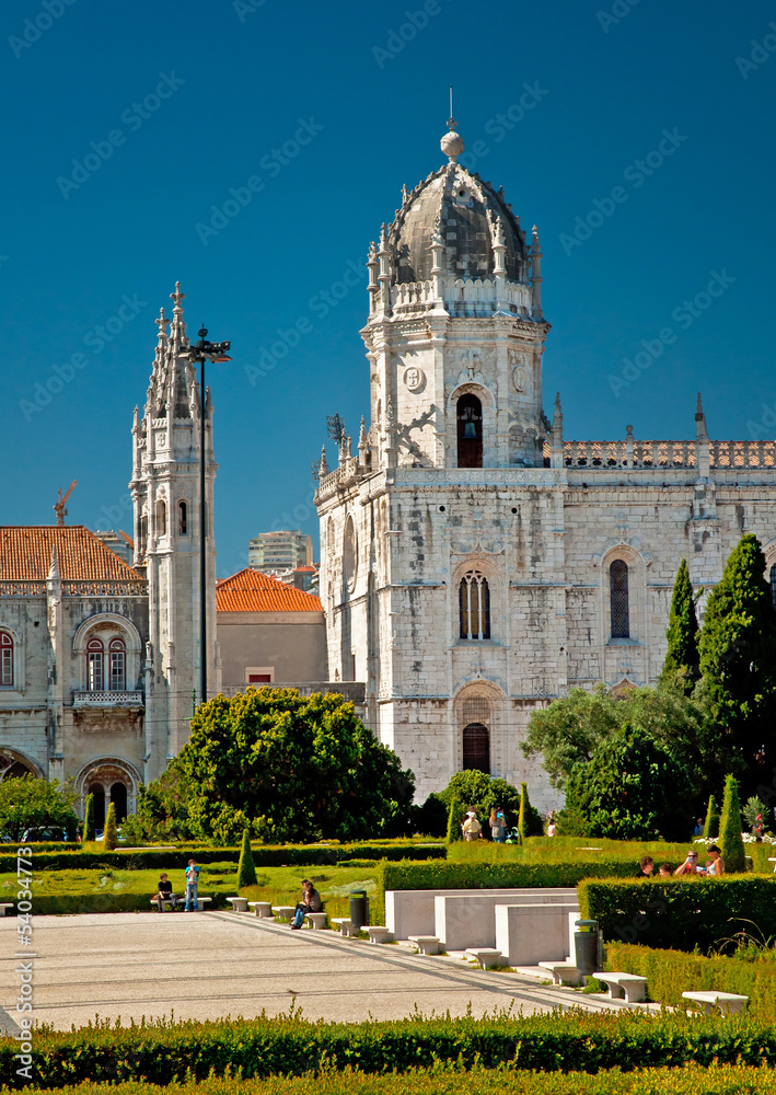 The ancient Mosteiro dos Jeronimos of Lisbon in Portugal