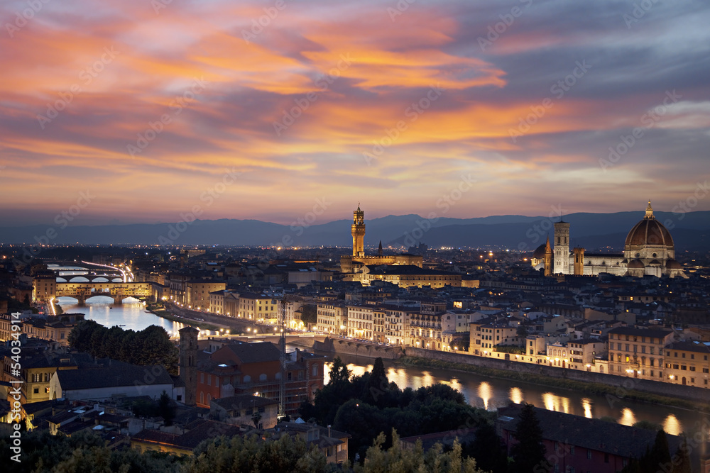Fototapeta Florence cityscape at night