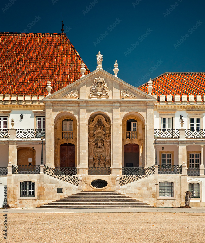 Entrance of the old University of Coimbra, Portugal
