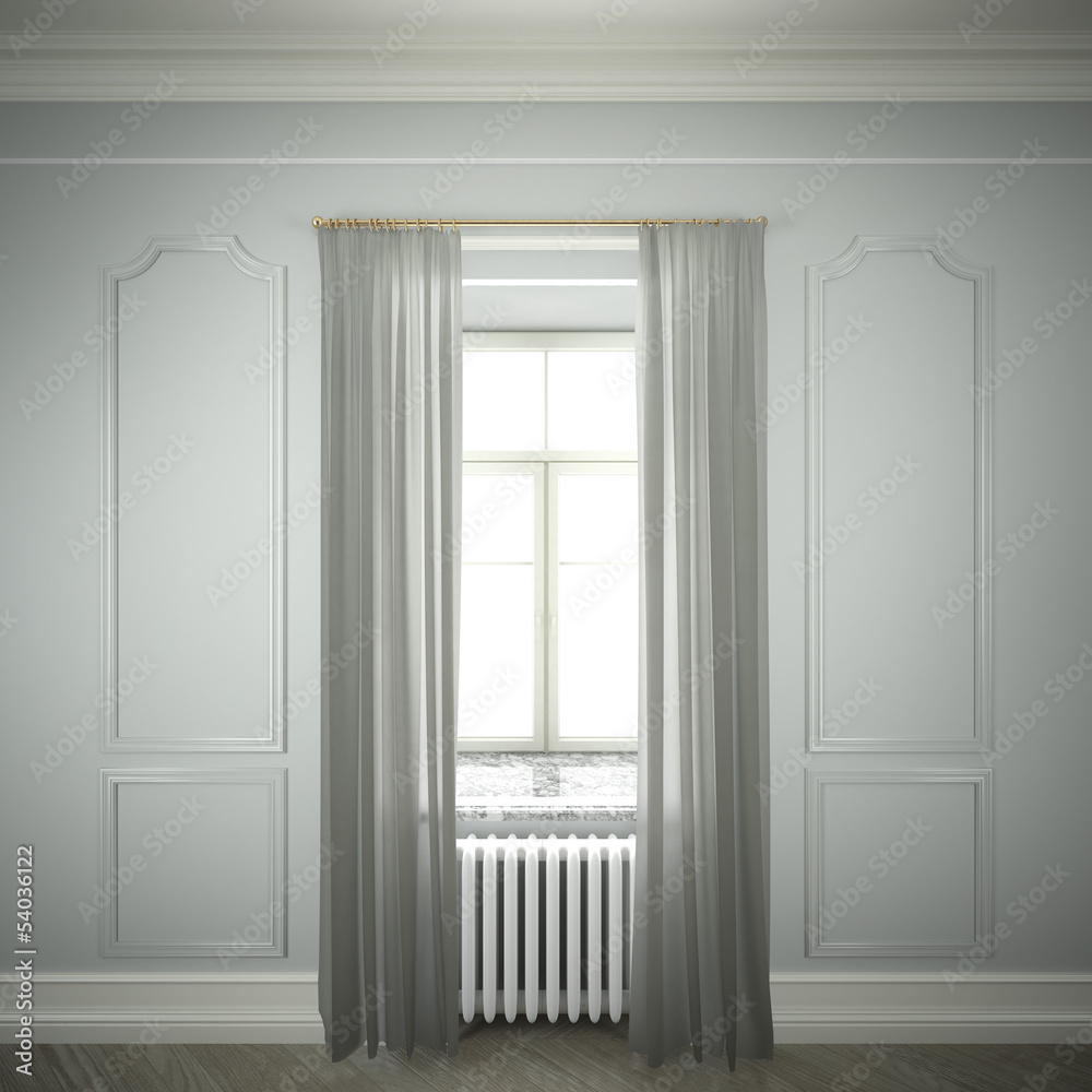 empty room with window and curtains empty room with window and curtains