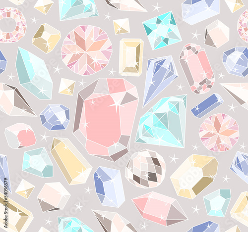 Seamless pastel diamonds pattern. Background with colorful gemst
