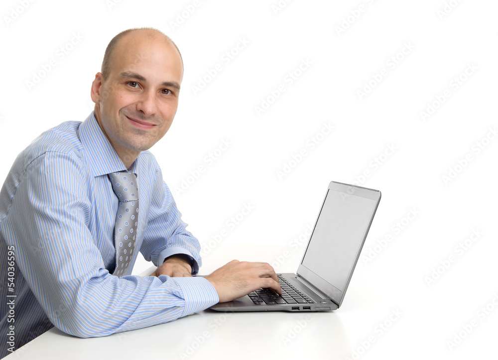 Portrait of young business man with laptop Portrait of young business man with laptop