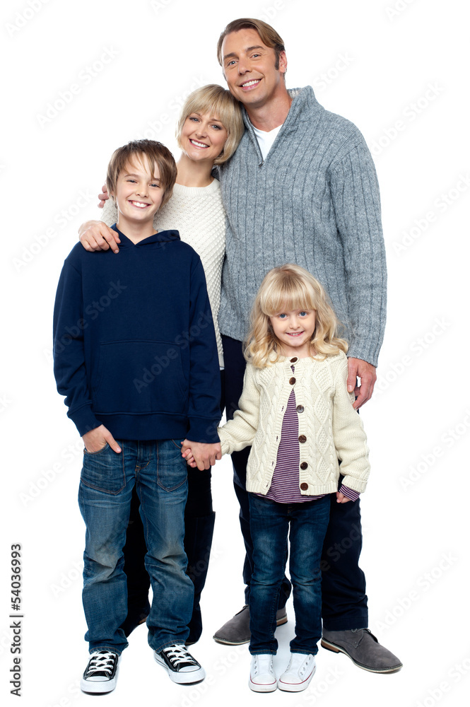 Affectionate family with children at studio