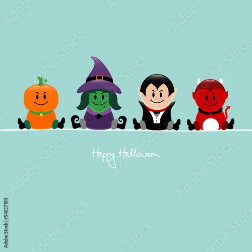 Halloween Pumpkin, Witch, Vampire & Devil Retro