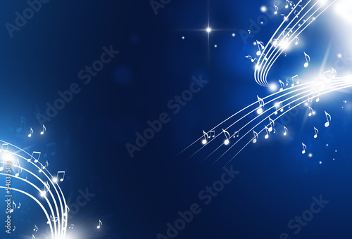 Music Notes Blue Background