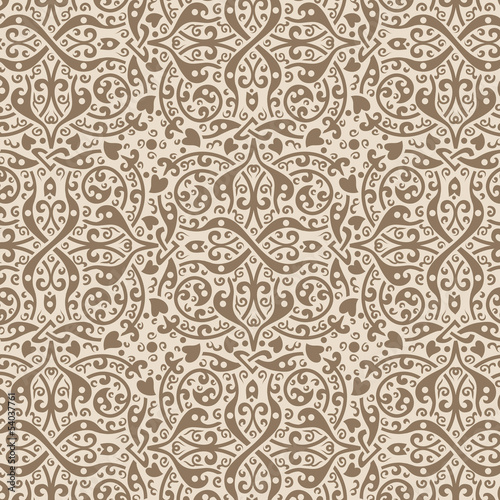 Vintage background vector. Old style seamless floral pattern.
