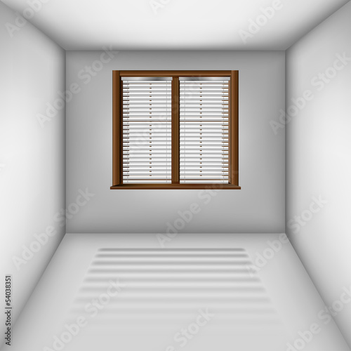 Empty room with window and blinds