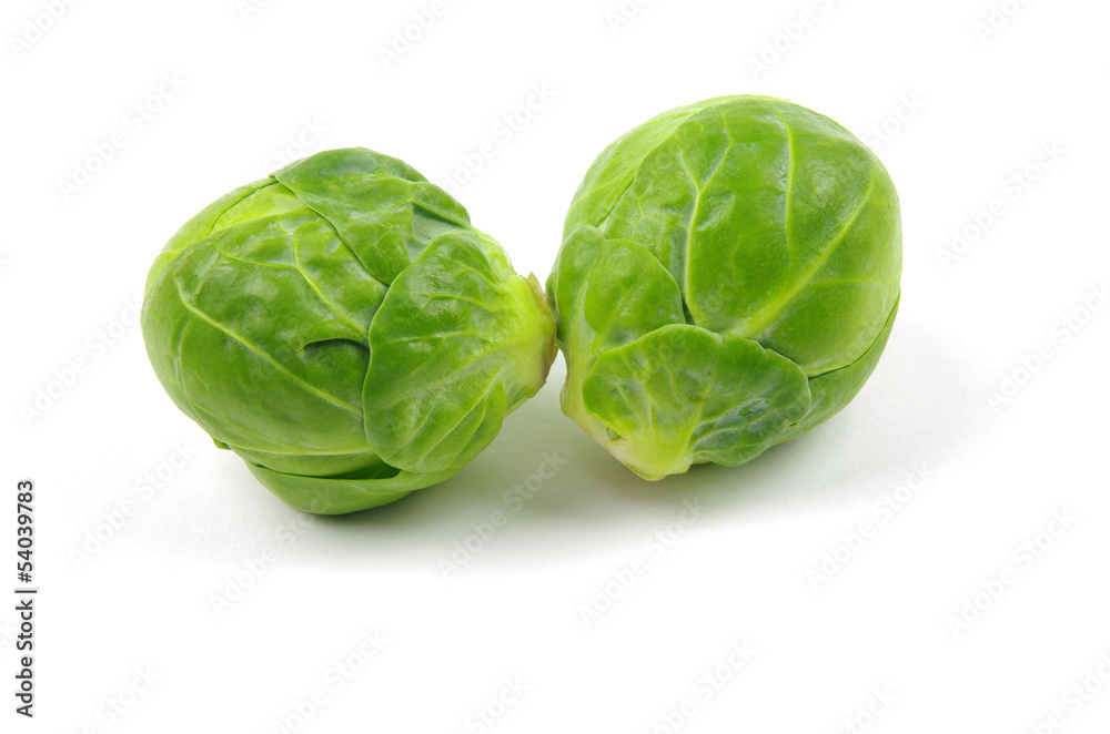 Fototapeta premium two Brussel sprouts on a white background