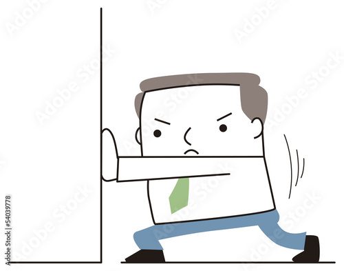 押すビジネスマン