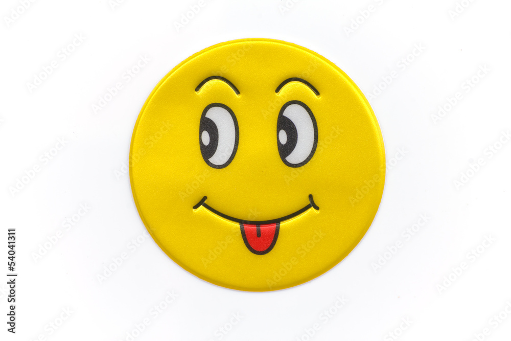 Fototapeta premium Bright, yellow sticker with a smiley face
