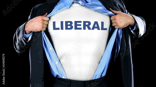 liberal shirt - superhero - superman - opening suit revealing political message photo