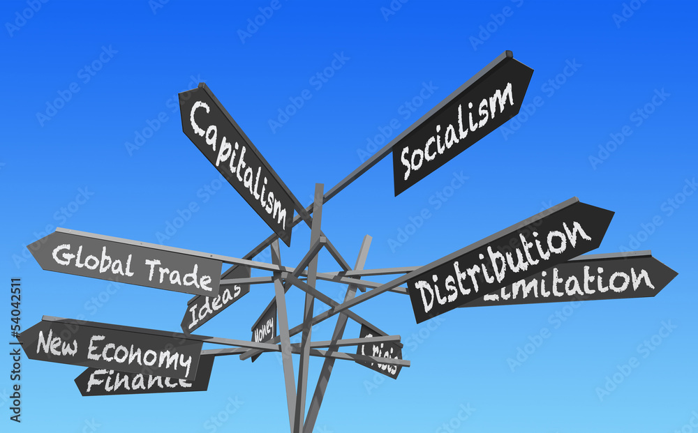 Fototapeta premium world economy signs post