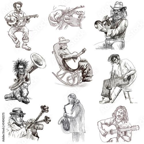 Musicians - An hand drawn illustrations on white