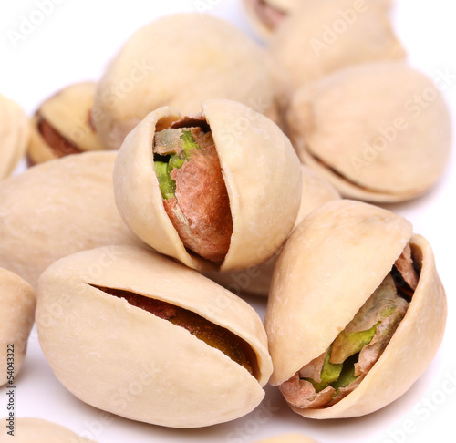 Wallpaper of one open pistachio. Close up.