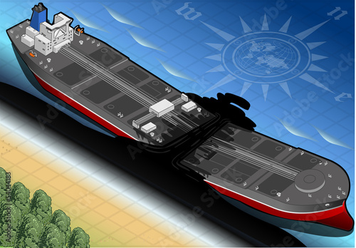 Isometric  Ship Tanker Destroyed in Two Parts in Front View