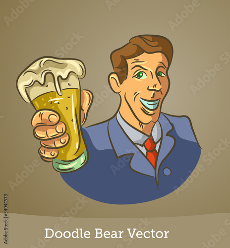 Doodle man with a beer