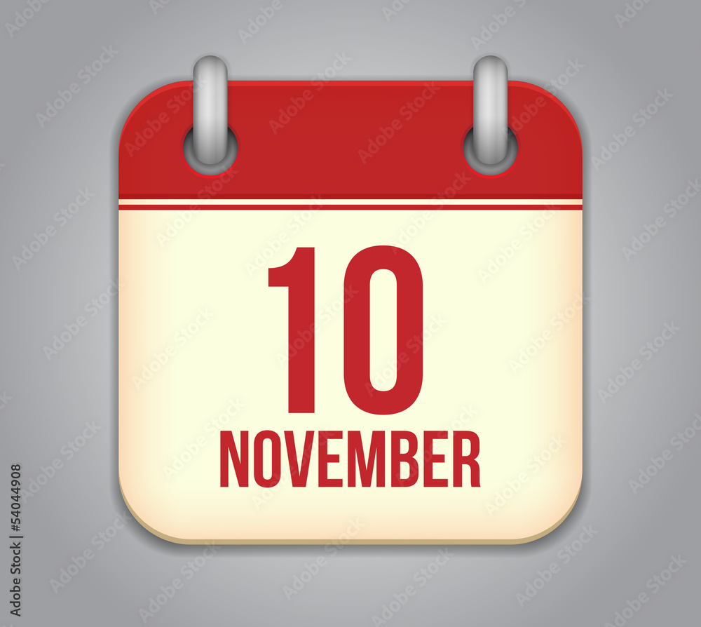 Vector November 10 calendar app icon Vector November 10 calendar app icon