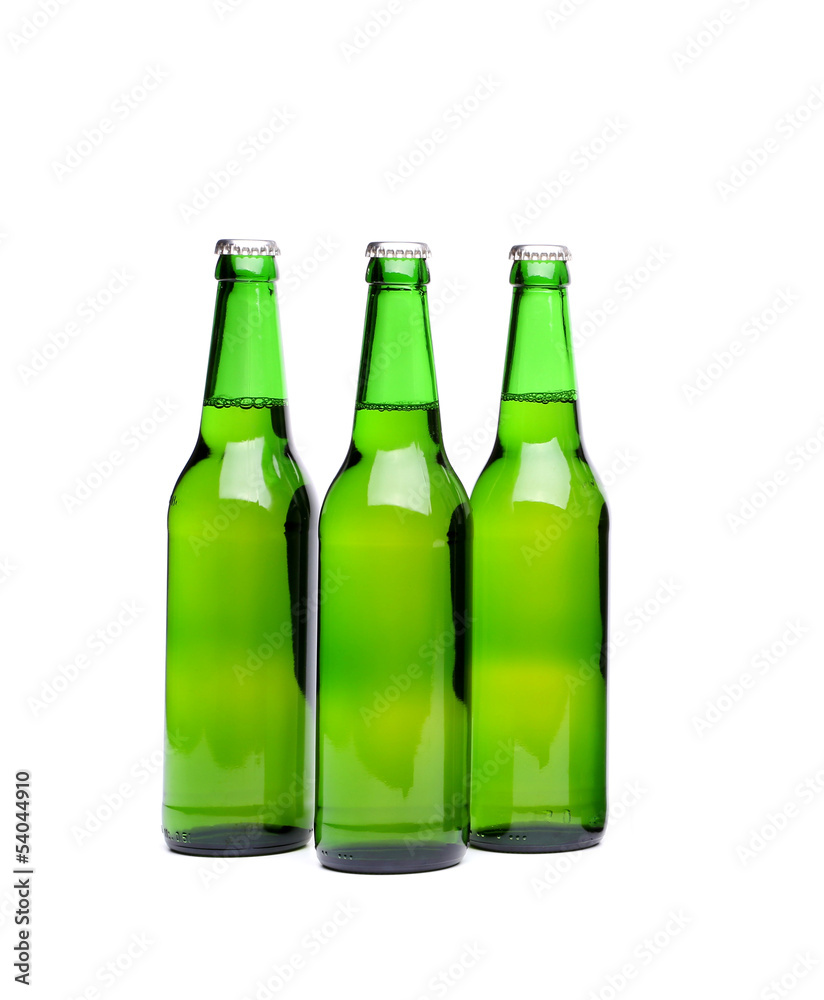 Three beer bottles. Isolated on white background Three beer bottles. Isolated on white background