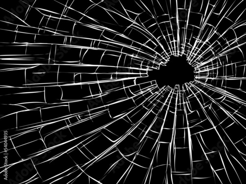Radial cracks on broken glass.