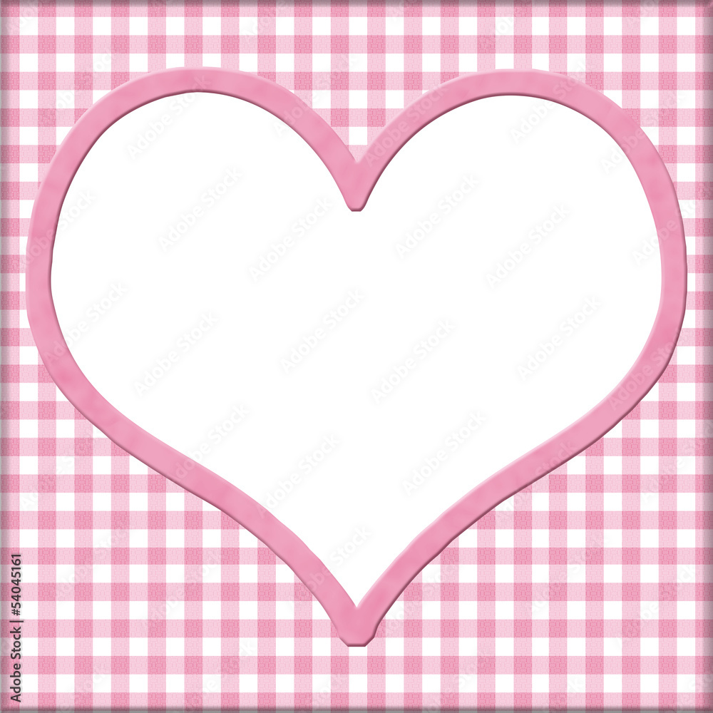 Pink Gingham with white heart for your message background