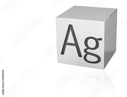 Silver cube with Ag mark