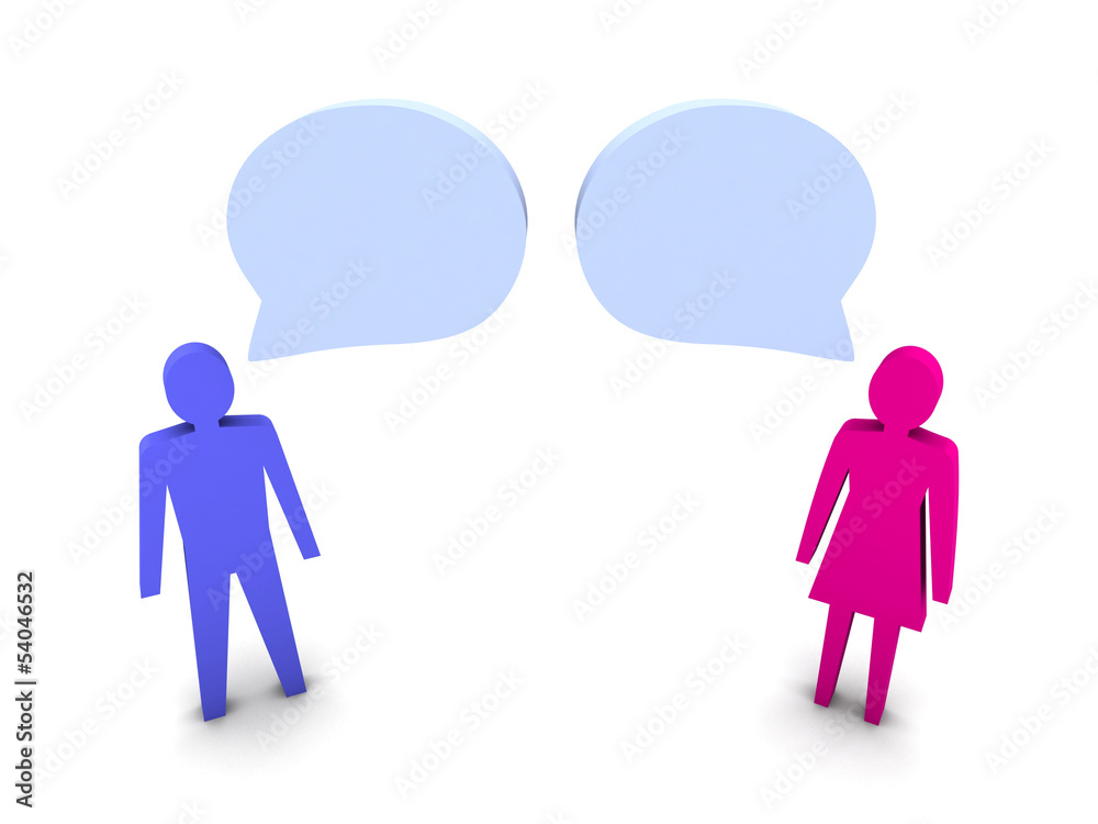 Man and woman dialog. Concept 3D illustration. Man and woman dialog. Concept 3D illustration.
