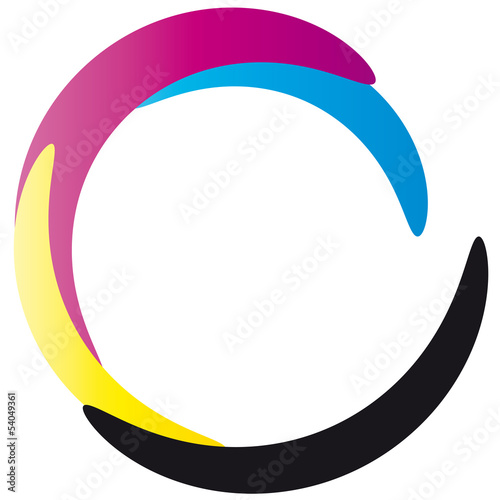 Logo cmyk für den  Vierfarbdruck, cyan, magenta, yellow, black - offsetdruck, Farbpalette, Farbschema