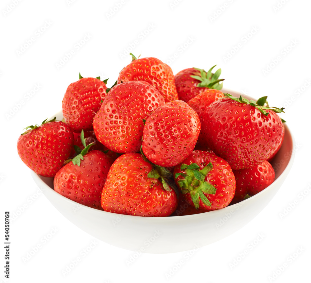 Bowl full of ripe strawberries isolated Bowl full of ripe strawberries isolated