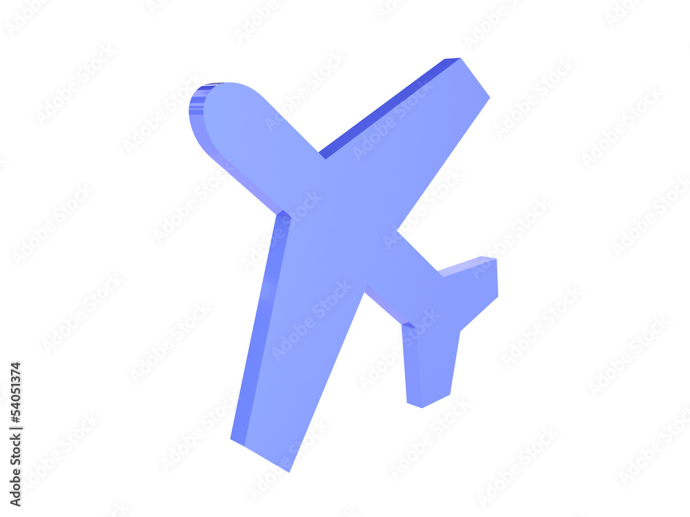 Fototapeta premium Airplane icon over white background. Concept 3D illustration.