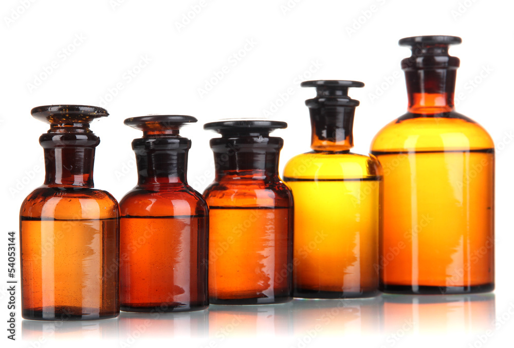 Medicine bottles isolated on white