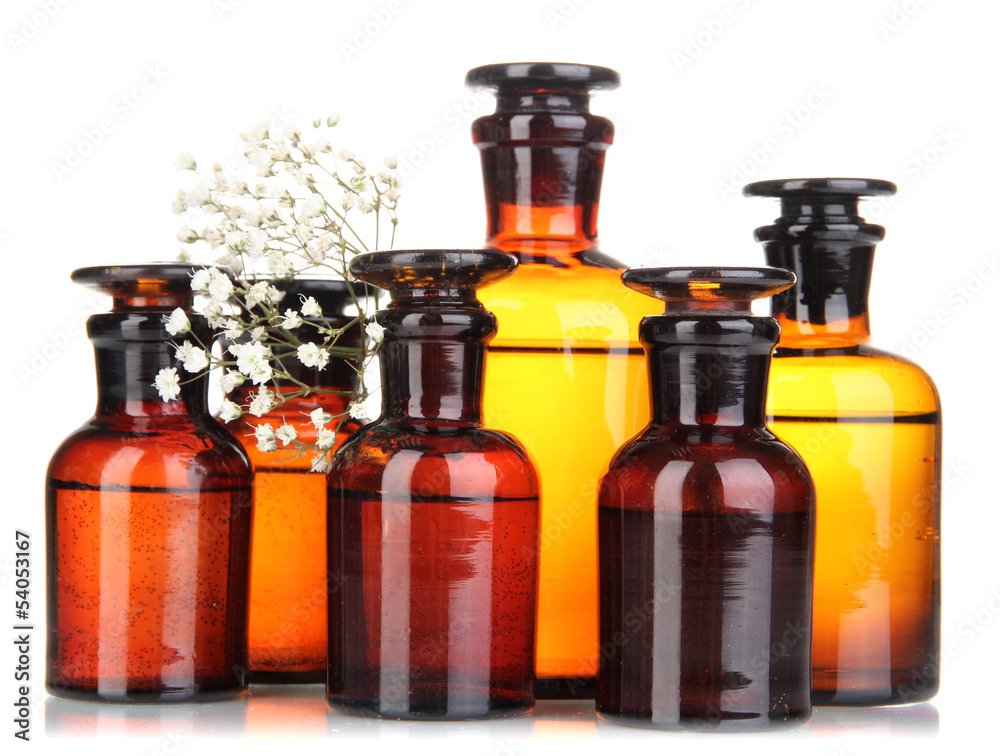 Medicine bottles isolated on white