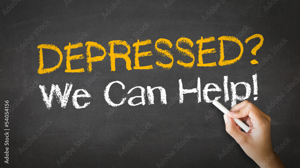 Fototapeta premium Depressed we can help Chalk Illustration