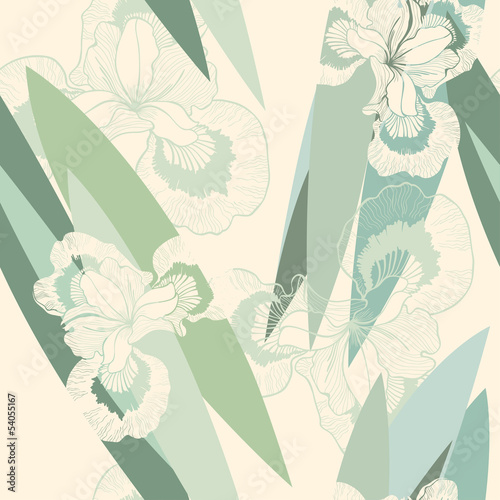 Fototapeta Naklejka Na Ścianę i Meble -  Seamless pattern with  irises