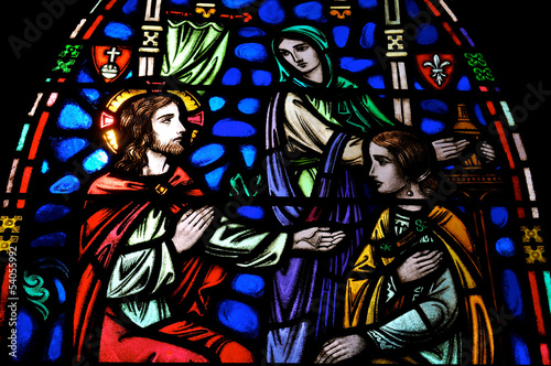 Jesus Mary Martha Stained Glass