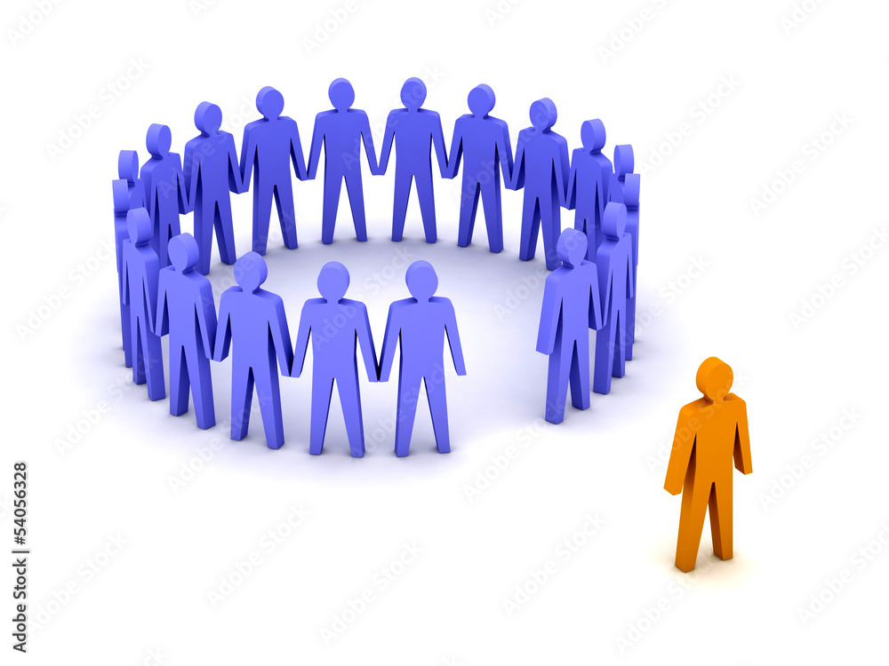 Stand out from the crowd. Unusual person. Stand out from the crowd. Unusual person.