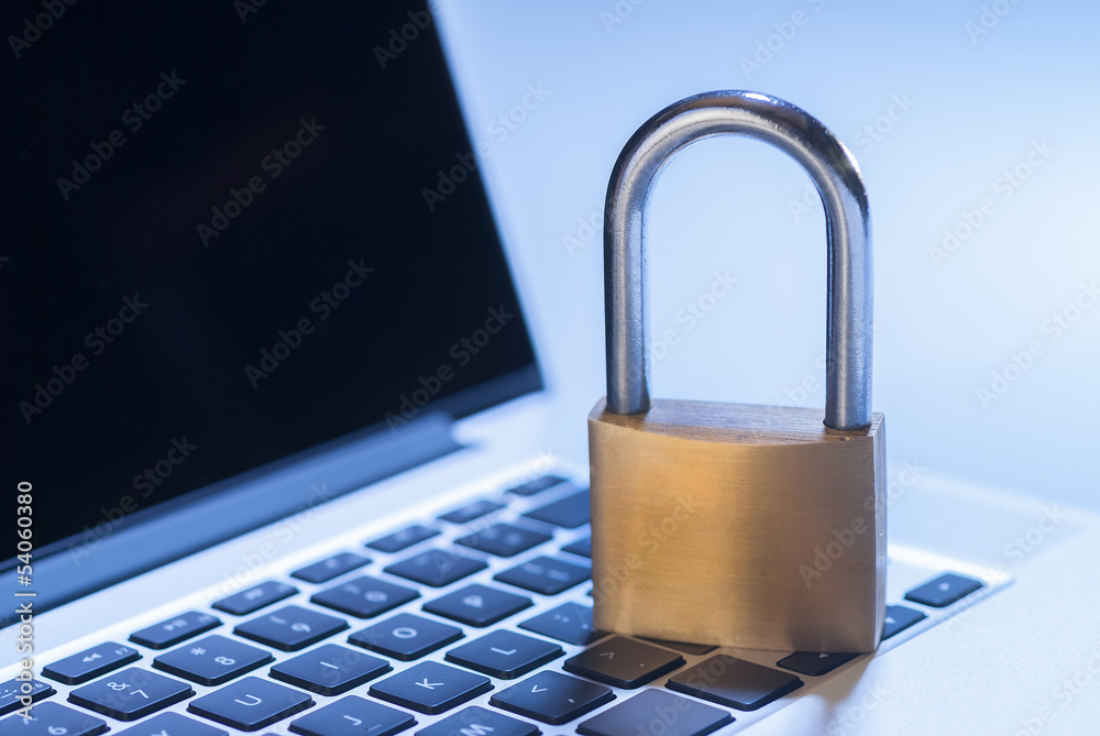 Laptop computer and padlock for security Laptop computer and padlock for security