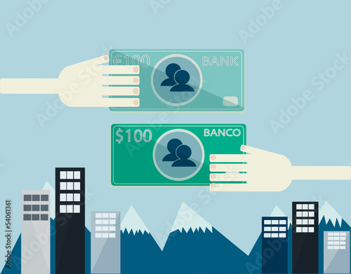 intercambio de dinero entre dos personas