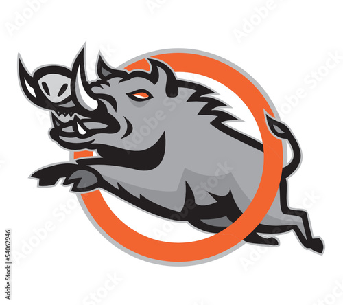 Wild Pig Boar Razorback Jumping Circle