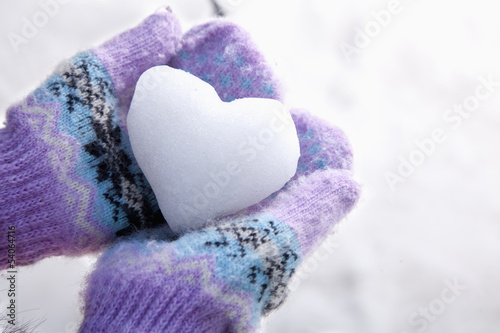 Snow Heart in Hands with Mittens