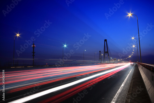 dusk urban night traffic on the highway