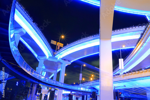 Shanghai highway viaduct urban viaduct at night