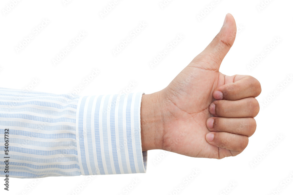 Hand of business man with thumb up Hand of business man with thumb up