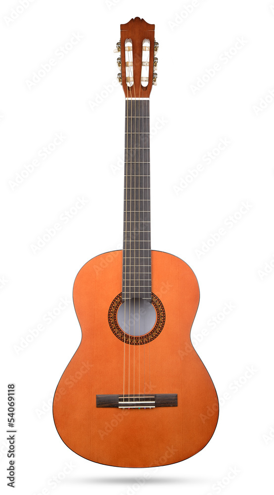 Obraz premium Classic acoustic guitar isolated on a white background