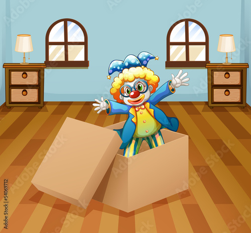 A clown inside the box