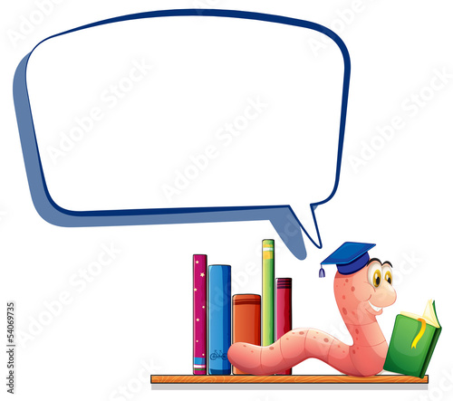 A worm reading a book with an empty callout