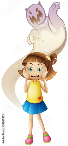 A ghost scaring a young girl