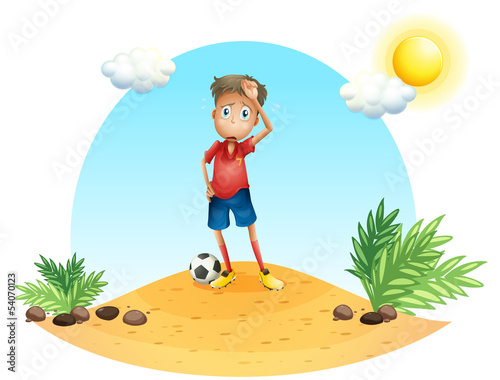 A tired soccer player