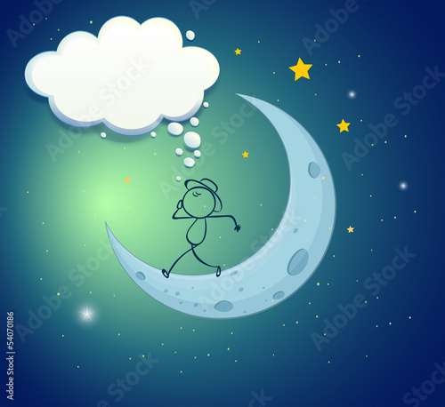 A sketch of a walking man on the moon