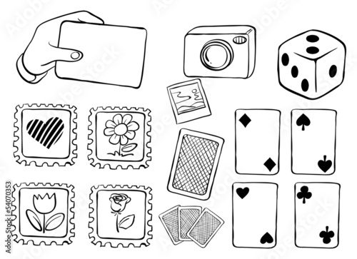 Different cards in doodle design